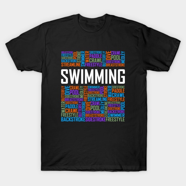 Swimming Words T-Shirt by LetsBeginDesigns